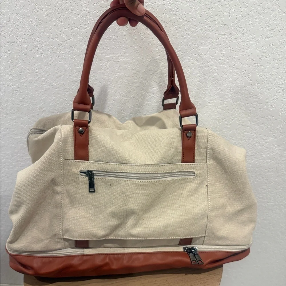 Stylish Cream and Brown‎ Men's Bag